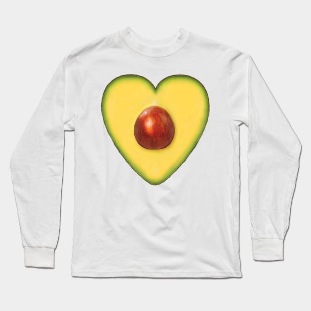 Avocado Heart Long Sleeve T-Shirt by Vintage Dream